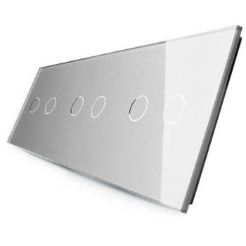 Painel Frontal 3 Vidros Cinza, 6 Botões – Controle LIVOLO