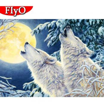 Pittura Lupo Diamante Inverno Full Square