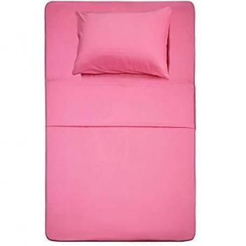Single Pink Brushed Fabric Bed Sheets Bundle