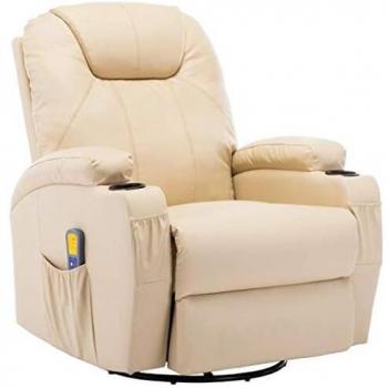 Creamy Tinted Artificial Leather Relaxation Chair – VidaXL
