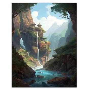 Mystic Cascade Castle Illustration