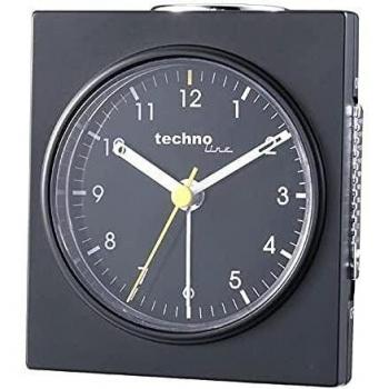 Smart Effects Technoline Genova Q Noir – Réveil Quartz avec Alarme Crescendo et Mouvement Silencieux