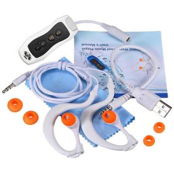 Lecteur MP3 étanche pour sports aquatiques avec écouteurs blancs