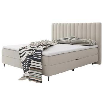 Cama continental Indiana 142, doble, color marrón claro, 180x200, tapiz