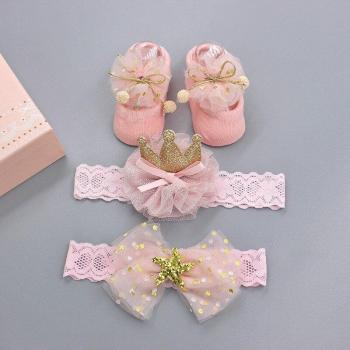 3Pcs Baby Girl Lace Flower Headband and Bow Set