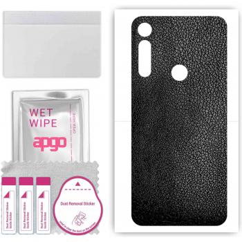 Funda adhesiva de protección para la parte trasera compatible con Motorola Moto G Fast, película de vinilo, patrón piel negra