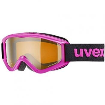 Maschera Uvex Speedy Pro, Bambini, Colore Nero e Rosa, Lente Lasergold Arancione