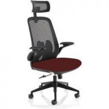 Sigma Executive Bespoke Fabric Seat Ginseng Chilli Mesh Chair With Folding Arms