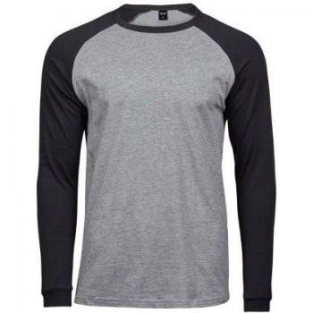 Tee Jays Herren Langarm T-Shirt im Baseball-Look L dunkelblau/grau