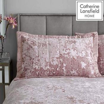 Catherine Lansfield Blush Crushed Velvet Pillow Cover Set in Pink