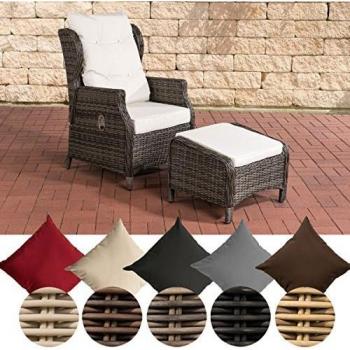 Chaise longue moderne en rattan gris et crème