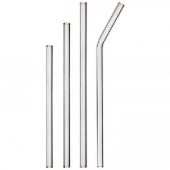 Glas-Strohhalm‑Sammelpaket – 4 transparente Trinkerweiterungen + Reinigungsbürste