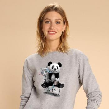 Panda Bicicleta Sweat Mujer Gris Heavied
