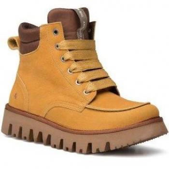 Botines 1803 Nobuck-W Unisex de Piel Marrón con Cierre de Cordones Color Mostaza