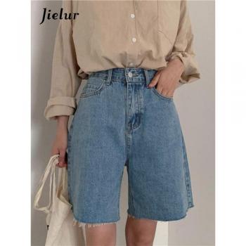 Shorts de algodón vaqueros para mujer, cintura alta, estilo urbano, verano 2022