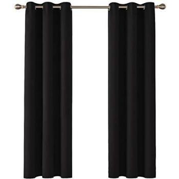 Deconovo Vorhänge Kälteschutz 160x107 cm Schwarz 2er Set