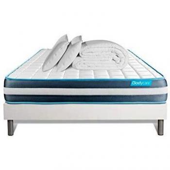 Pack Premium BodyForm 140×190 cm – Sommier Kit Blanc + Couette 240×220 cm + Deux Oreillers 60×40 cm