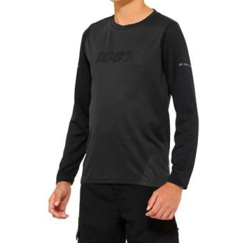 RideCamp Maglia a Maniche Lunghe 100% Kids Nera con Accento Grigio Carbone