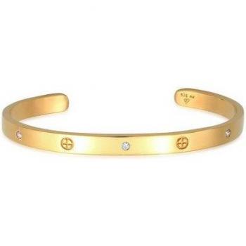ELLI Geo Bangle Kreuz Armband Minimal Zirkonia 925 Silber