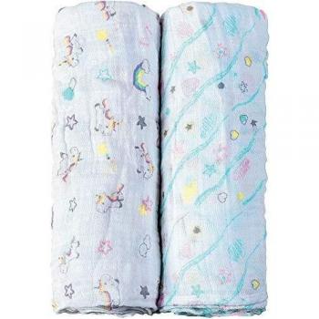 Swaddle Multifunzionale Unicorni e Cuori, Set 2 Pezzi