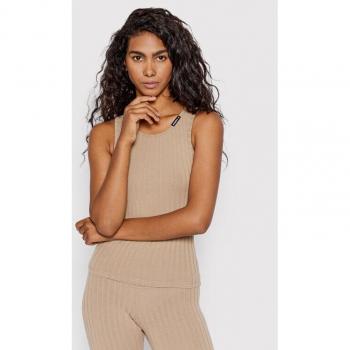 Blusa sin mangas Nebbia Orgánico, talla XS, beige, tejido ribbed