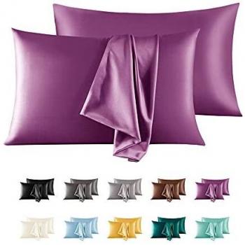 Satin Silk Pillow Cover Set, 2 Pack for Hair and Skin, Soft Breathable with Envelope Closure