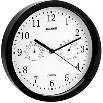 Horloge Murale ELBE RP-1005-N avec Thermomètre et Hygromètre