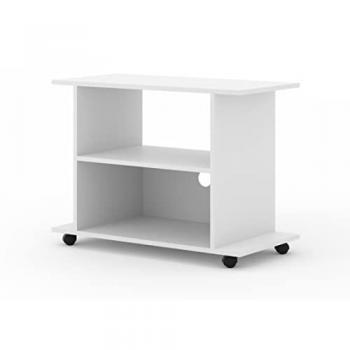 Meuble TV à roulettes Yogi en bois blanc
