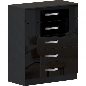 Hulio Bureau Noir Haut Brillo 5 Tiroirs