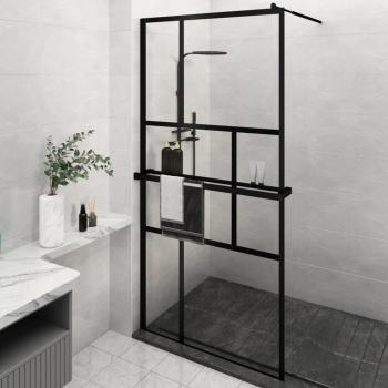 Paroi de douche design noir 115x195 cm en verre et aluminium