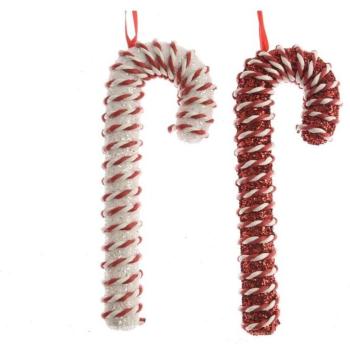 Décoration festive à accrocher – sucre d'orge mousse rouge et blanc
