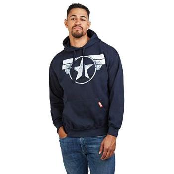 Marvel Navy Cap Logo Pullover Hoodie – Large for Men