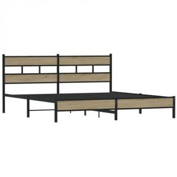 VidaXL Metallbett in Sonoma-Eiche 180x200 cm ohne Matratze