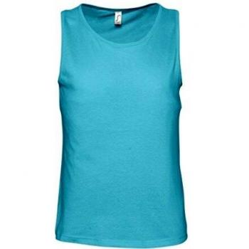 Men’s XL Blue Atoll Cotton Tank Top by SOL’S – No Sleeves