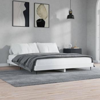 King Size Bed Frame 150x200 cm White Engineered Wood