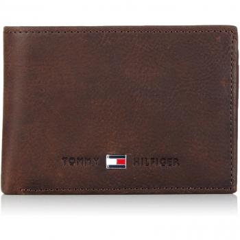 Tommy Hilfiger Men's Johnson Brown Compact CC Wallet, Flap & Coin Pocket