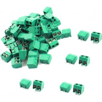 2-Pin Screw Terminal Block Connector 5.08mm Pitch Blue Green Pack of 10