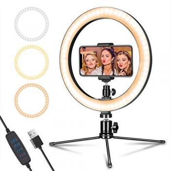 10 Zoll LED Ringlicht mit Stativ und Handyhalter, ideal für Makeup und Fotografie