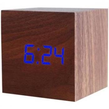 LED HolzSchreibtisch Uhr mit Sprachsteuerung