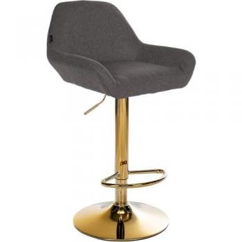 Goldgestellter Barstuhl Braga – höhenverstellbar, 360° drehbar, Stoffbezug