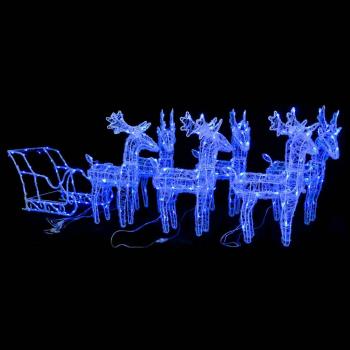 Acrylic Reindeer and Sleigh Christmas Decoration with 320 LEDs