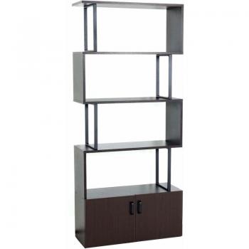 Hhg 187 : Étagère sur pied, séparateur de pièces, salon, rangement à portes (183 × 80 cm), structure tridimensionnelle, brun foncé