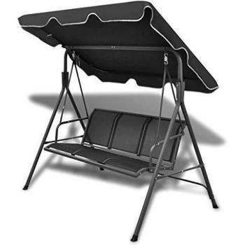 VidaXL Balancelle de jardin avec auvent noir 41421