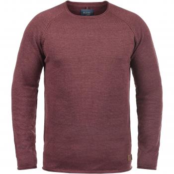 Blend John Herren Pullover Feinstrick Melierung Rundhals XL Weinrot