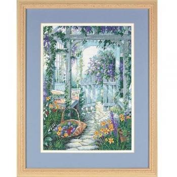 Punto de cruz Jardín Puerta Flores Amishop Dim 13692