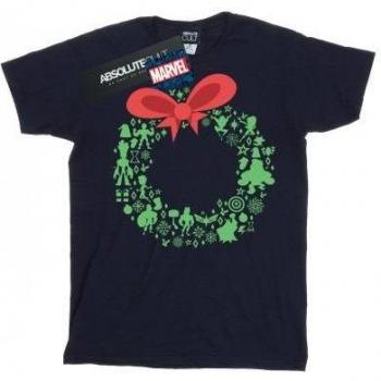 Marvel Boys Avengers Festive Wreath T-Shirt 9-11 Years navy blue
