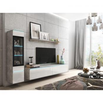 Bratex Vera I – Mobilier Salon Épuré, Béton-Blanc, Pas d’Éclairage LED
