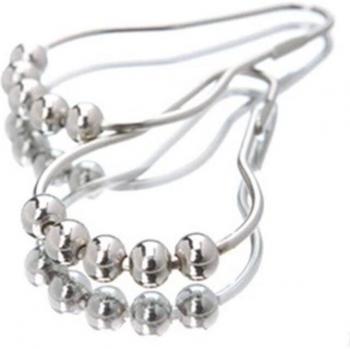 12 Pcs Roller Shower Curtain Rings in Satin Nickel