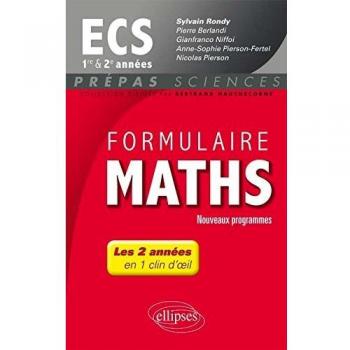 Formulaire Maths ECS 1re et 2e Années En 1 Clin d'Oeil Programme 2014