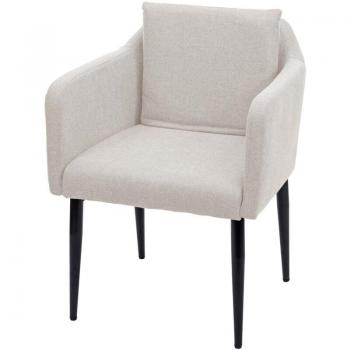 Sillón de Comedor con Asiento Redondeado en Tela Beige